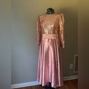 Made in Turkey, silky fabric on the bottom with rose gold sequins on the top